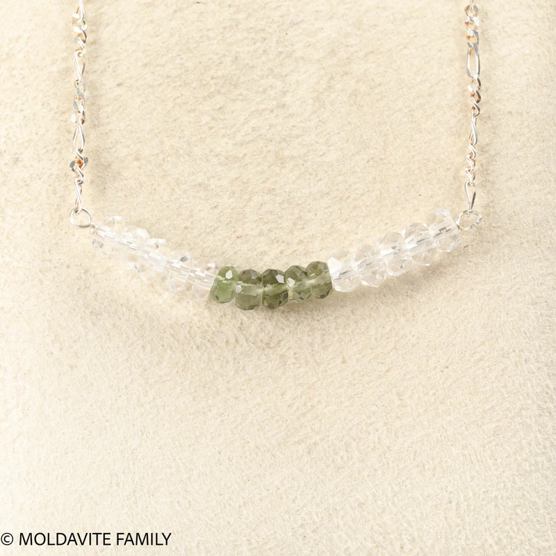 Moldavite & Herkimer Button Beads Necklace (MNCK056)