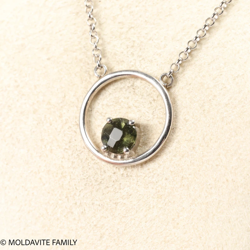 Sterling Silver Necklace With Moldavite (MNCK057)