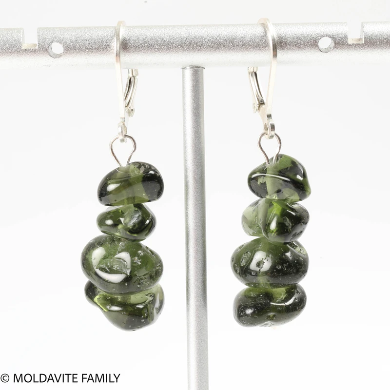 Moldavite Earrings - Sterling Silver (MSE0072)