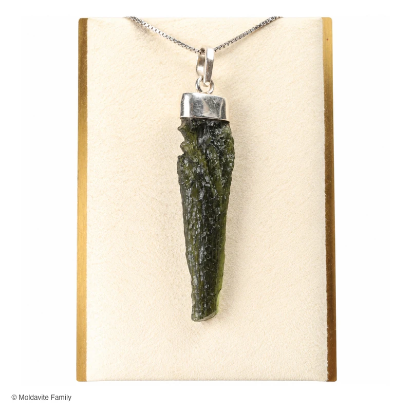 RAW MOLDAVITE PENDANT - STERLING SILVER - 5.01g (MSP0235I036)