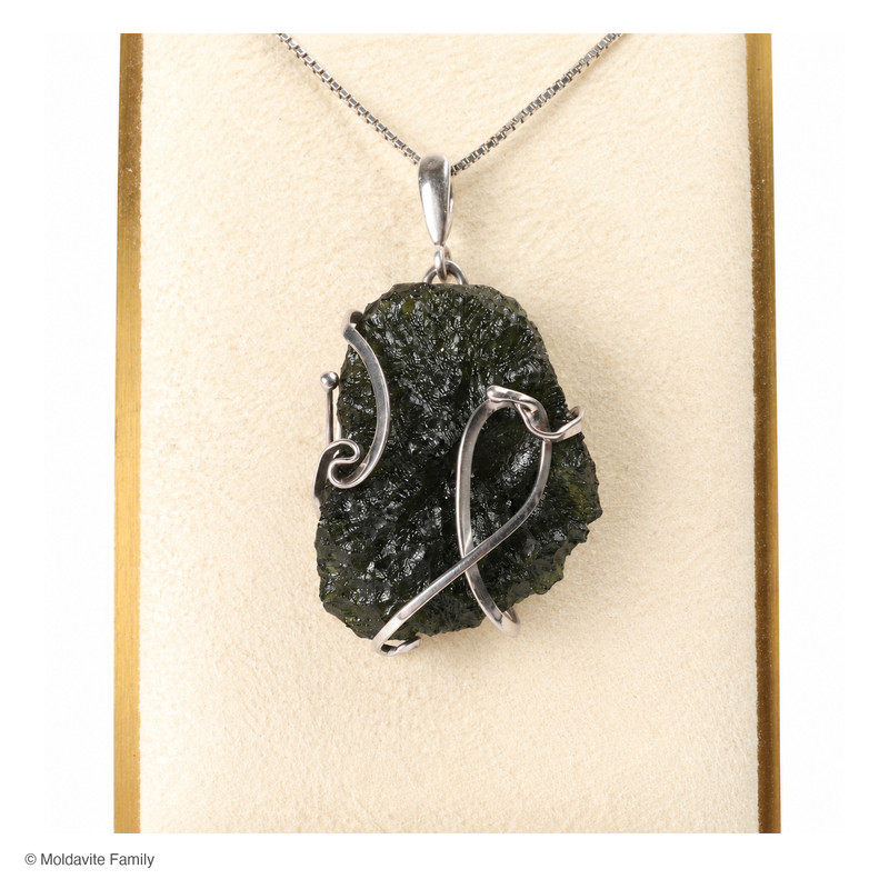 MOLDAVITE PENDANT - STERLING SILVER - 8.24g (MSP0201I055)