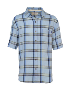 Men's Short Sleeve Linen Blend Plaid Shirt