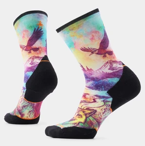 Women's Trail Run Serene Peak Print Targeted Cushion Crew Socks