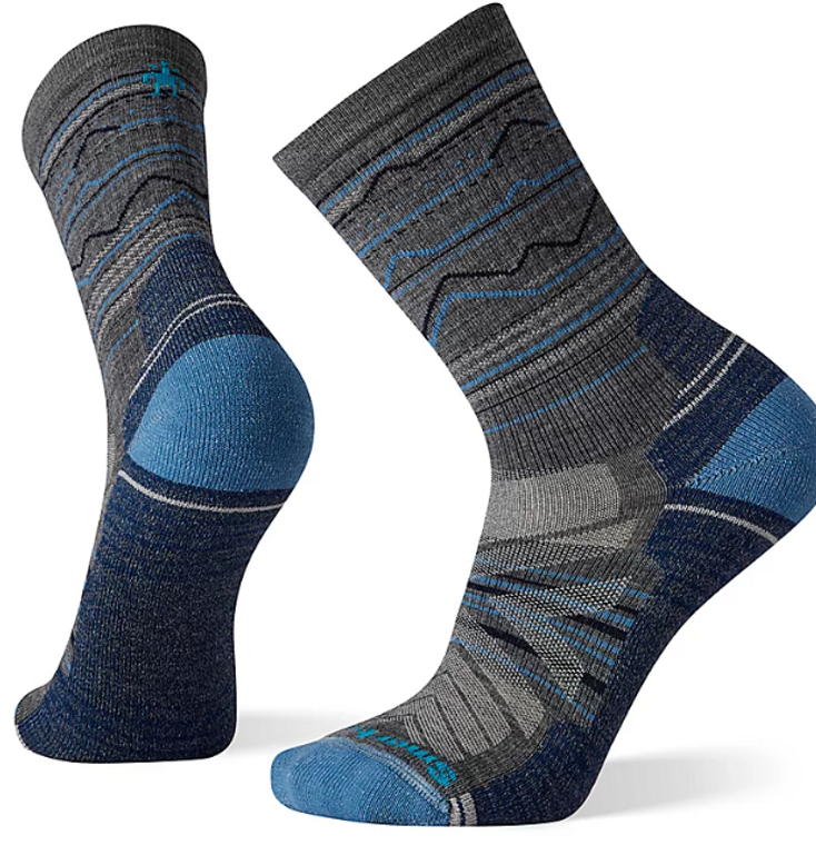 Hike Light Cushion Mountain Range Pattern Crew Socks