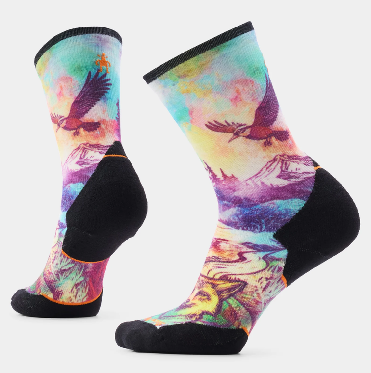 Women's Trail Run Serene Peak Print Targeted Cushion Crew Socks