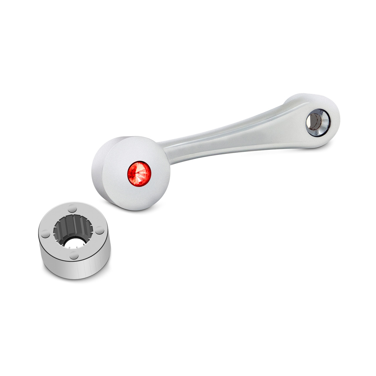 WINDOW CRANK W/ ROUND SLOT RED CRYSTAL FITS PB/KW