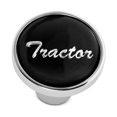 TRACTOR" CHROME SCREW-ON AIR VALVE KNOB W/ GLOSSY STICKER - BLACK