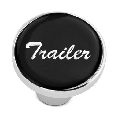 TRAILER" CHROME SCREW-ON AIR VALVE KNOB W/ GLOSSY STICKER - BLACK
