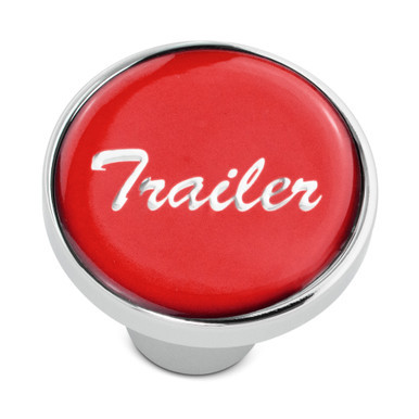 TRAILER" CHROME SCREW-ON AIR VALVE KNOB W/ GLOSSY STICKER - RED