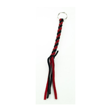 AIR HORN PULL LEATHER BRAIDED KEYCHAIN - BLACK & RED