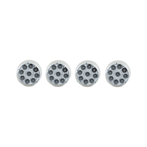 9 LED 2" ROUND DIAMOND REFLECTOR LIGHT 4 PACK– RED LED/CLEAR LENS