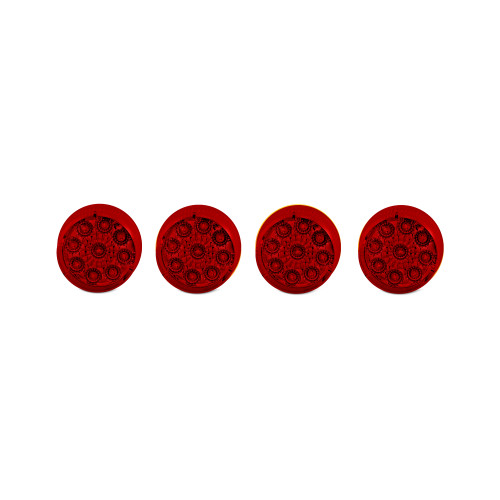 9 LED 2" ROUND DIAMOND REFLECTOR LIGHT 4 PACK– RED