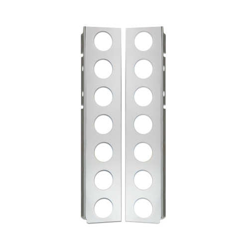 STAINLESS STEEL FRONT AIR CLEANER BRACKETS W/ 7 - 2" ROUND LIGHT HOLES FOR PETERBILT 2006+