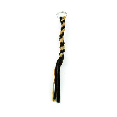 AIR HORN PULL LEATHER BRAIDED KEYCHAIN - BROWN & BEIGE