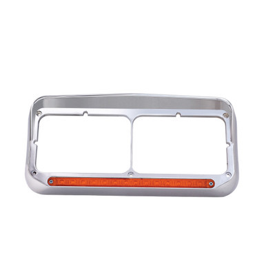 RECTANGULAR DUAL HEADLIGHT BEZEL W/ VISOR & 14 AMBER LEDS