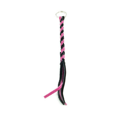 AIR HORN PULL LEATHER BRAIDED KEYCHAIN - BLACK & PINK