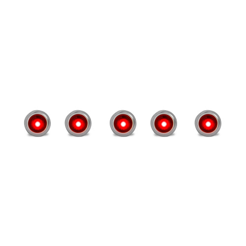 3 LED 3/4" MINI LIGHT WITH BEZEL 5 PACK - RED