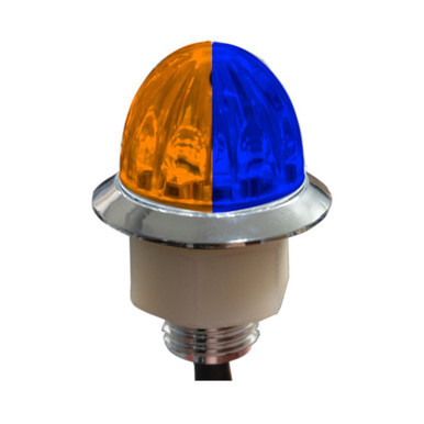 4 LED 3/4″ DUAL COLOR MINI WATERMELON LIGHT – AMBER & BLUE/CLEAR LENS