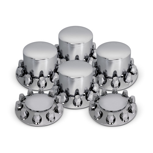 ROUND AXLE COVER COMBO KIT W/ 33mm STANDARD THREADED LUG NUT COVERS