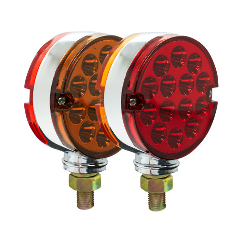 3" LED DOUBLE FACE TURN SIGNAL LIGHT - 14 AMBER & RED LED