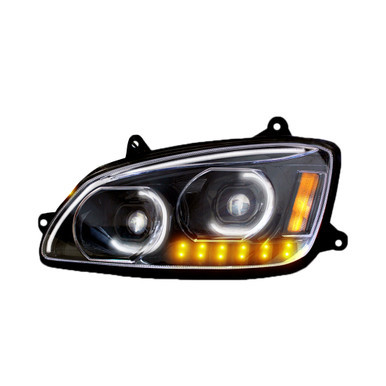 Fits Kenworth T660 2008-2017 LED Headlight, Black, Passenger Side