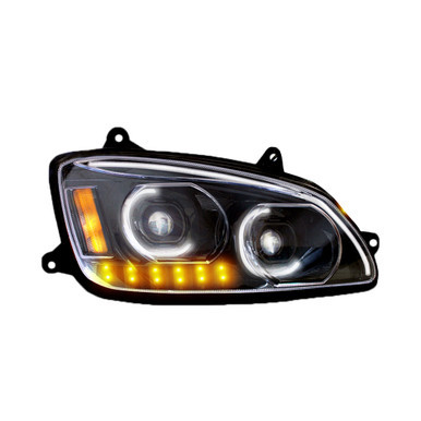 Fits Kenworth T660 2008-2017 LED Headlight, Black, Driver Side