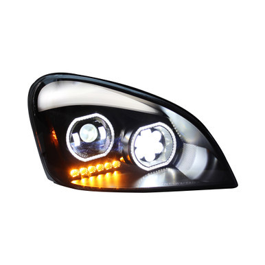 Freightliner Cascadia 2008-2017 LED Headlight, Black, Passenger Side