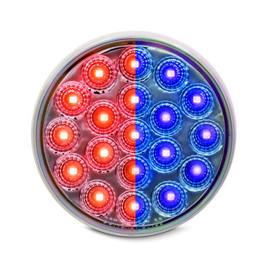 4" ROUND DUAL COLOR LIGHT - RED & BLUE LED/CLEAR LENS