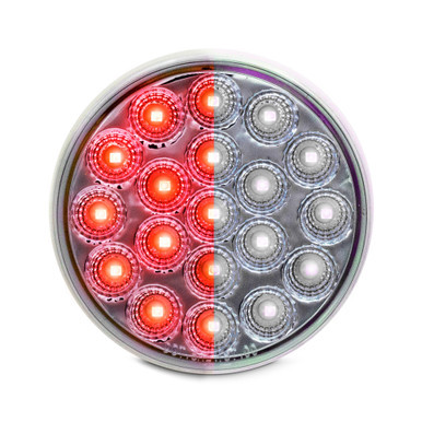 4" ROUND DUAL COLOR LIGHT - RED & WHITE LED/CLEAR LENS