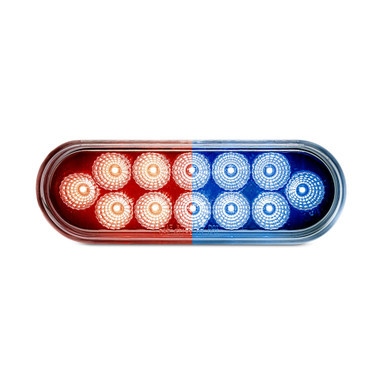 6" OVAL DUAL COLOR LIGHT - RED & BLUE LED/CLEAR LENS