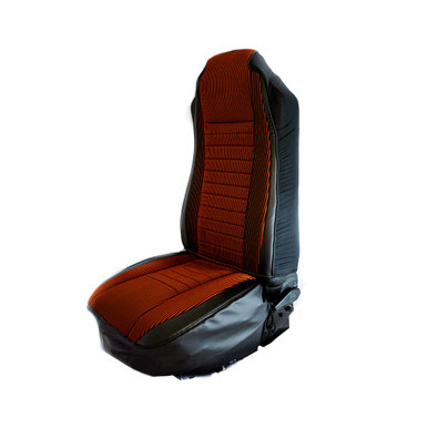 SEAT COVER W/ SUEDE FABRIC CENTER & LEATHERETTE TRIM - BROWN