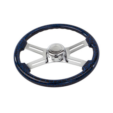 18" BLUE LIGHTNING DESIGN WOOD STEERING WHEEL