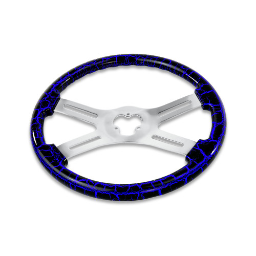 18" BLUE LIGHTNING DESIGN WOOD STEERING WHEEL