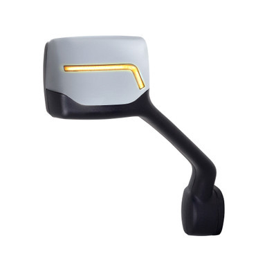 CHROME HOOD MIRROR ASSEMBLY W/ SEQUENTIAL TURN SIGNAL FITS KENWORTH T680 & PETERBILT - PASSENGER