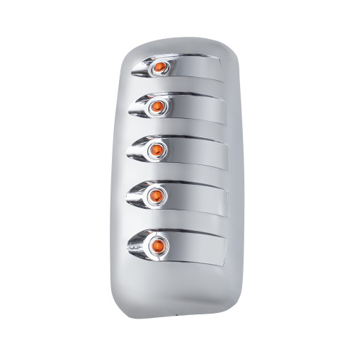 MIRROR COVER W/ 5-3/4" AMBER LEDS FOR KENWORTH T600 & T660 - PASSENGER