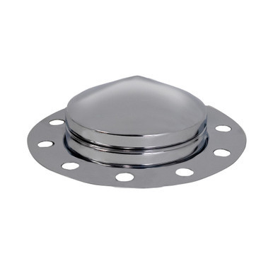 Pointed Chrome Steel Front Axle Cover W/ 33mm Push On Lug Nut Covers