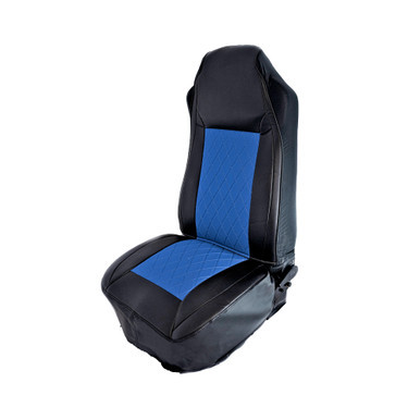 SEAT COVER W/ DIAMOND CENTER & LEATHERETTE TRIM - BLUE