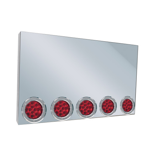 20" REAR CENTER PANEL W/ 5 - 4" LIGHT HOLES - BOXED EDGE - CLEAR RED