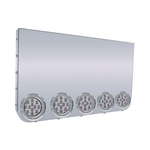 20" REAR CENTER PANEL W/ 5 - 4" & 15 3/4" LIGHT HOLES - ROUNDED BOTTOM - CLEAR RED