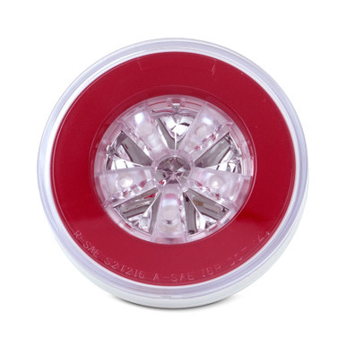 4" Round Glo Light with Red Halo & Clear Center Lens, Red