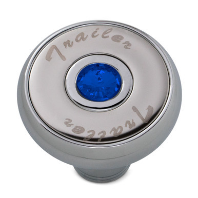 “TRAILER” CHROME SCREW-ON AIR VALVE KNOB W/ JEWEL – BLUE