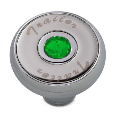 “TRAILER” CHROME SCREW-ON AIR VALVE KNOB W/ JEWEL – GREEN
