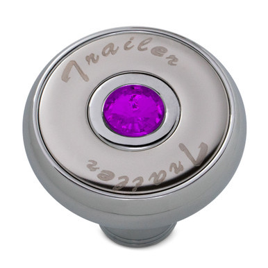 “TRAILER” CHROME SCREW-ON AIR VALVE KNOB W/ JEWEL – PURPLE
