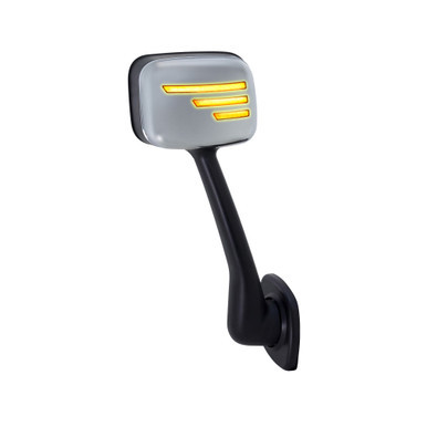 CHROME HOOD MIRROR ASSEMBLY W/ SEQUENTIAL 3 LINES TURN SIGNAL FITS FREIGHTLINER CASCADIA 2008-2017 - PASSENGER