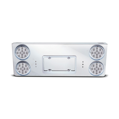 SS Rear Light  Panel  W/4-4"Clear Red Economy  Round Light