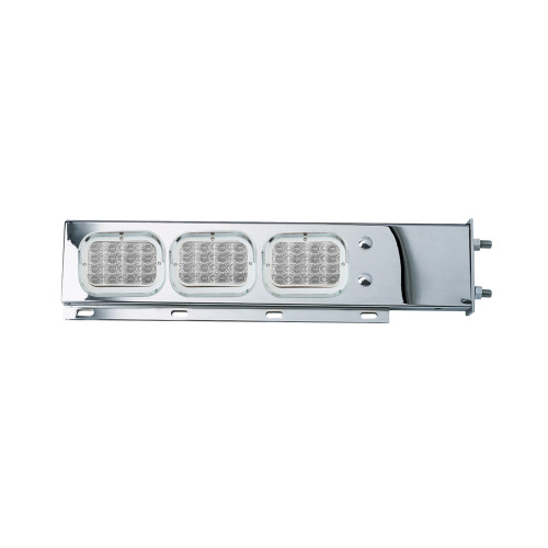 SS Rear Light Bars-2 Piece W/6 Clear Red Spyder Lights-2.5" Bolt Spacing