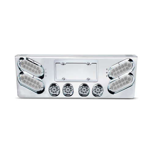 SS Rear Panel W/4 Clear Red Spyder LED Oval Lights & W/4-2"Clear Red Led Round Lights On The Bottom