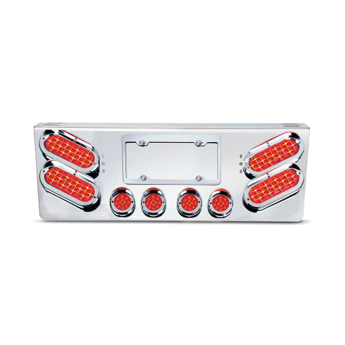 SS Rear Panel W/4 Red Spyder LED Oval Lights & W/4-2" Red Led Round Lights On The Bottom