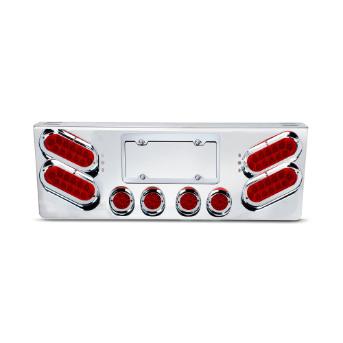 SS Rear Panel W/4 Red Spyder LED Oval Lights & W/4-2" Red Led Round Lights On The Bottom