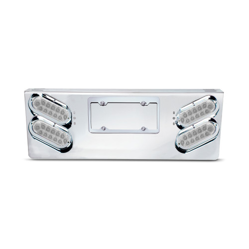 SS Rear Light Panel W/4-4"Clear Red Spyder Light  & W/6-2"Clear Red Lights On Bottom